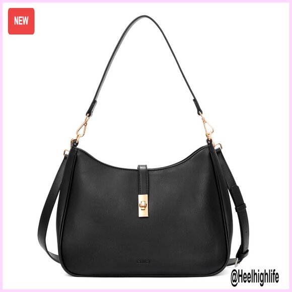 Large Vegan Leather Shoulder Bag with Adjustable Crossbody Strap